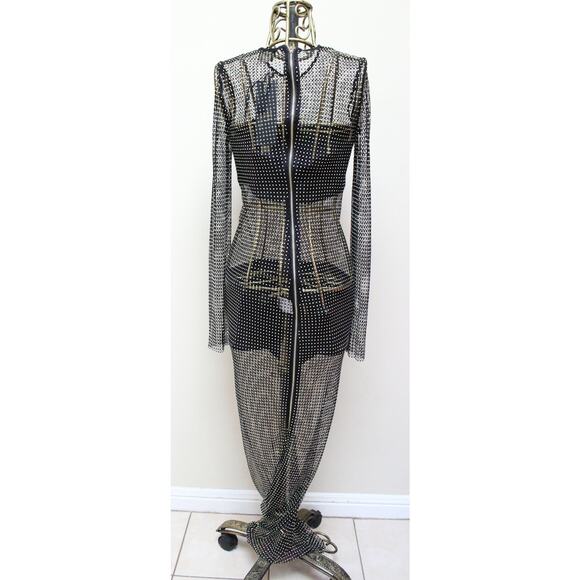 NWT Bronx and Banco Mesh Net Black Webb Long Maxi Dress Size Large - Picture 7 of 8